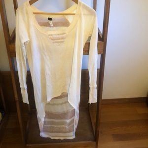 Free people cream sweater rose and taupe knit back